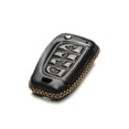 thumbnail image 3 of Vitodeco Genuine Leather Flip Key Fob Case Cover Compatible with Hyundai Accent, Kona, Santa Fe, Tucson, Venue, Sonata, Veloster 2018-2025 (4-Button, Black), 3 of 6