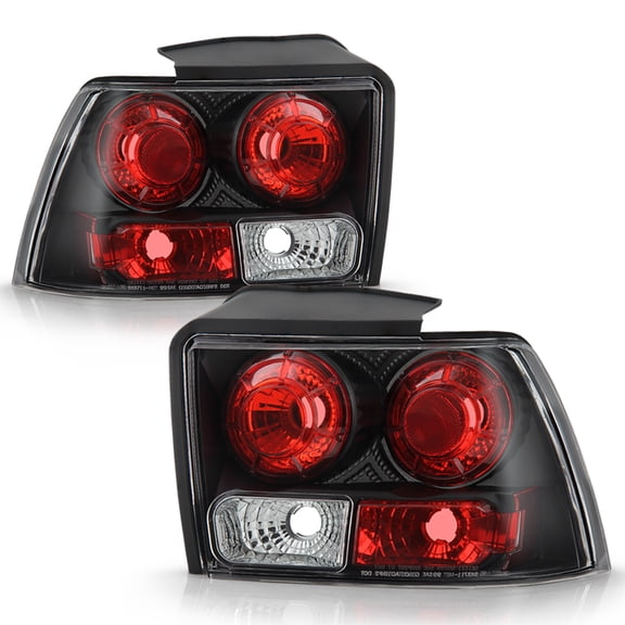 AKKON - For 1999-2004 Ford Mustang Sport Coupe Black Tail Brake Lights Lamp Pair Left Driver Right Passenger