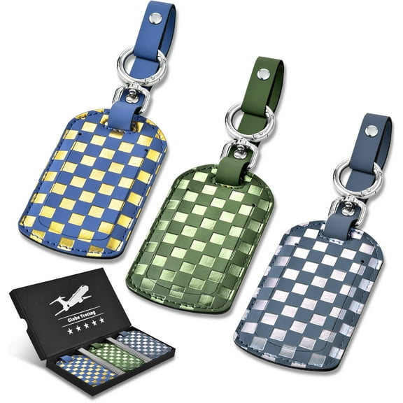 Leather Luggage Tag For Suitcases: 3-Pack unique & cool Luggage Tags For Suitcase TSA Approved, Privacy Travel Bag Tags for Luggage Is Airplane Travel Essentials For men, Travel Luggage Accessories!