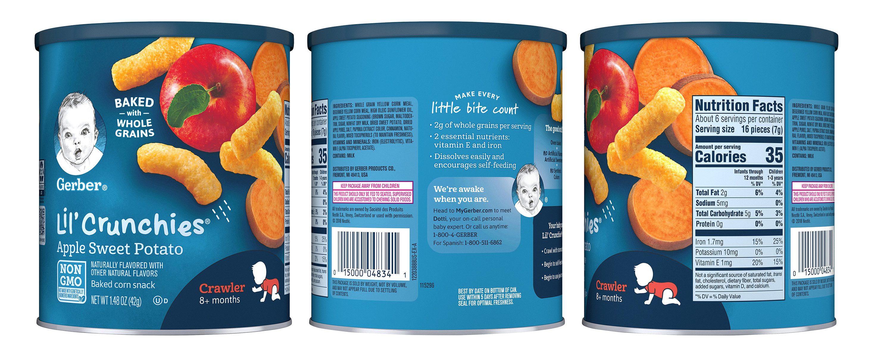 Gerber Lil' Crunchies Variety Pack, 1 Cheddar, 1 Veggie, 1 Tomato, 1 Ranch, 1 Maple, 1 Apple & Sweet Potato, 6 CT