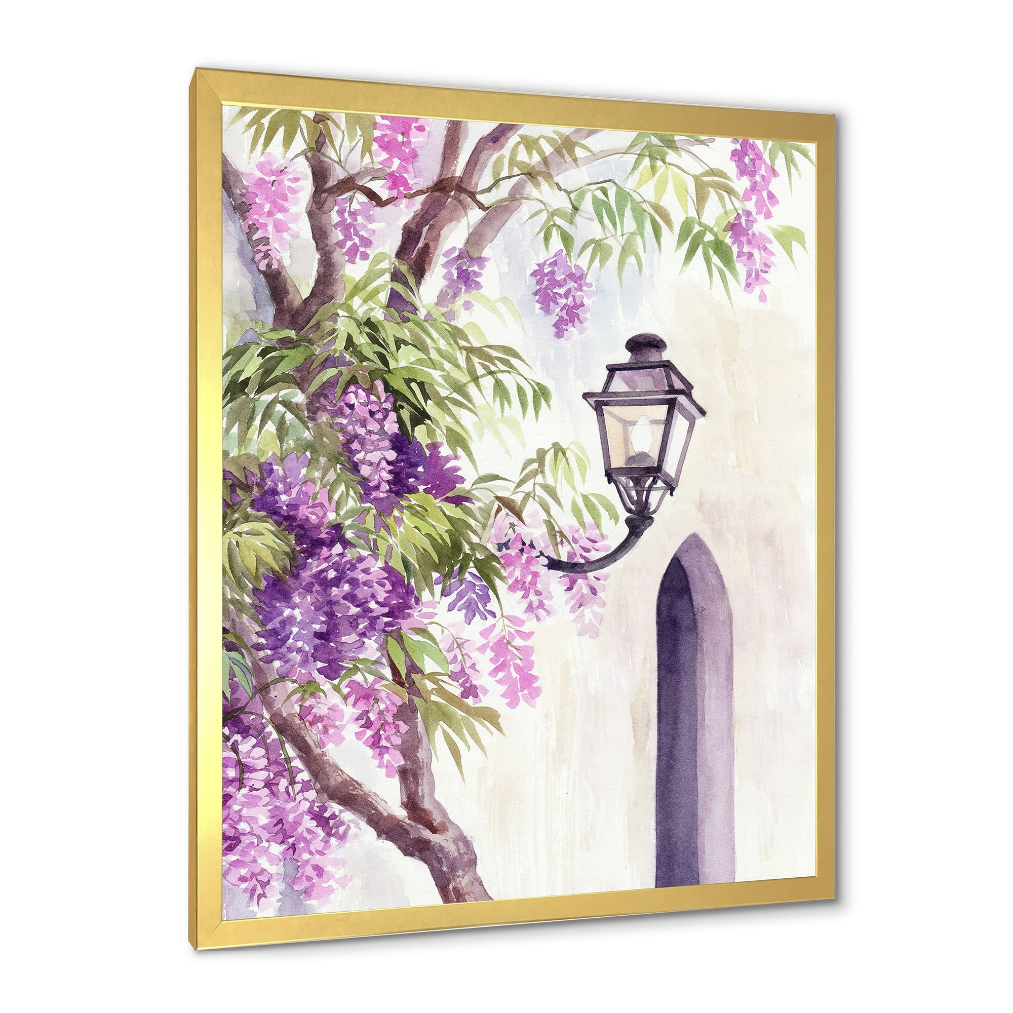 Designart 'Lantern and Wisteria' Traditional Framed Art Print