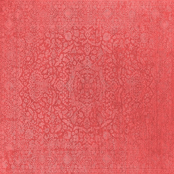Ahgly Company Machine Washable Indoor Square Oriental Red Industrial Area Rugs, 4' Square