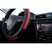 Auto Drive 1-Piece Car Steering Wheel Cover Soft Leather Sports Red - Universal Fit, 23SWC230