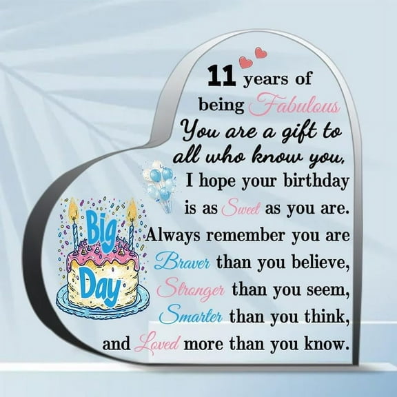 Inspirational 11 Th Birthday Gifts For Eleven Year Old Teens Heart Shaped Signs Birthdate Gift Encour Thank You Gifts For Women Men, Decoration Heart Shape Acrylic Sign Gift