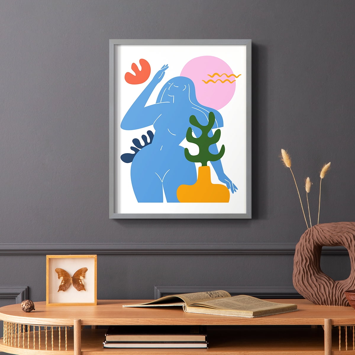 Matisse CDXLVII in Gray Solid Wood Framed Print No Nail Hanging