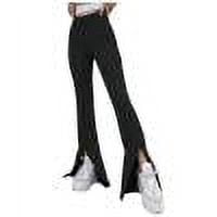 JGGSPWM Women's Casual High Waist Bell Bottom Flare Pants with Stretch for Workout Yoga Leggings Black S