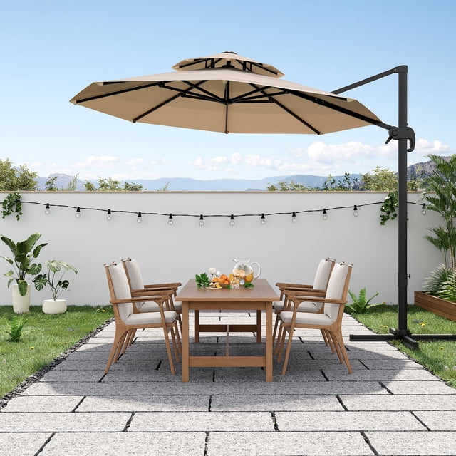 Parasols d'Extérieur de 10 Pi pour Patio, Parasol Déporté avec Cadre en Acier, Protection UV, Tissu Résistant à la Décoloration, Rotation à 360 Degrés, Parasols de Piscine d'Extérieur pour Jardin, Terrasse, Cour Arrière