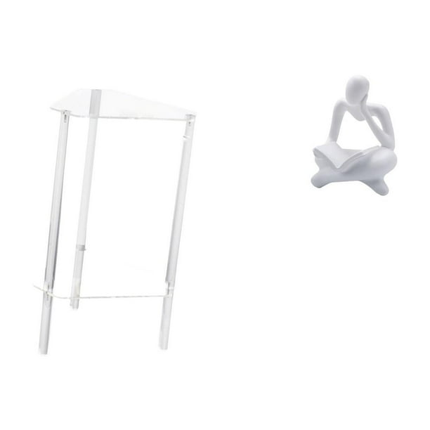 Mesita de noche,Mesa auxiliar de acrílico transparente,mesa auxiliar transparente de 2 niveles,Figura de lector abstracto,Estatua de pensador abstracto,arte,manualidades,decoraciones,Figuras