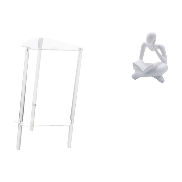 Mesita de noche,Mesa auxiliar de acrílico transparente,mesa auxiliar transparente de 2 niveles,Figura de lector abstracto,Estatua de pensador abstracto,arte,manualidades,decoraciones,Figuras
