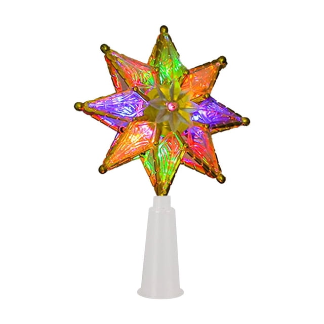 SDNall Christmas Tree Decorations Christmas Tree Topper LED Christmas Decoration Lights, Octagon Star Tree Top Warm White & Colorful Lights, Holiday Ambience Enhancer for Christmas Tree Top Decor