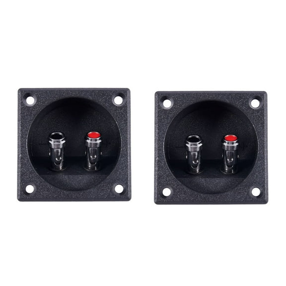 2X Square Shape Double Binding Post Type Speaker Box Terminal Cup Black