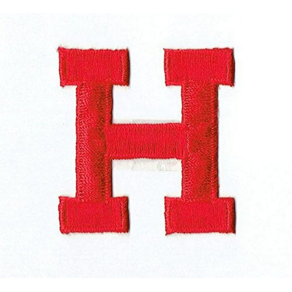 Alphabet Letter - H - Color Red - 2" Block Style - Iron On Embroidered Applique Patch