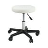 TERRELL Rolling Technician Stool (White) with Adjustable Height (19”-25”) Ideal for Facial, Nail Salon Manicure, Tattoo Studio, Larger Cushion Diameter 15”, Sturdy & Comfortable