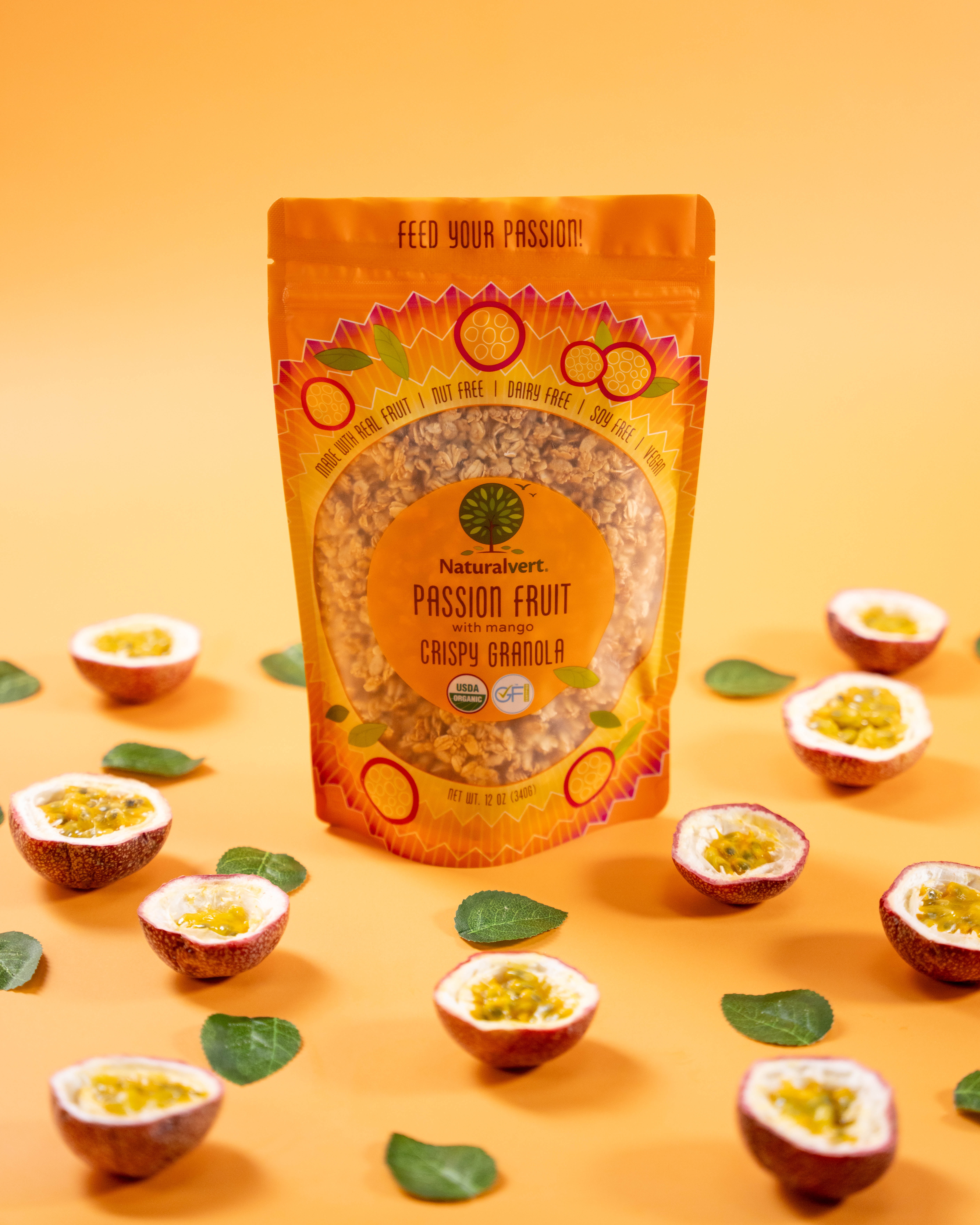 Naturalvert Organic, Gluten Free, Vegan Granola- Passion Fruit Mango Vegan (12oz)