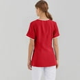 thumbnail image 3 of Ktyne Blouses Médicales pour Femmes Col en V Manches Courtes Tunique d'Infirmière Extensible Blouse Légère avec Poche Rouge P, 3 of 4