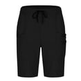 thumbnail image 4 of DDAPJ pyju Mens Athletic Shorts Waffle Knit Casual Sweat Shorts Drawstring Elastic Waist Bermuda Shorts with Pockets Black XXXL, 4 of 7