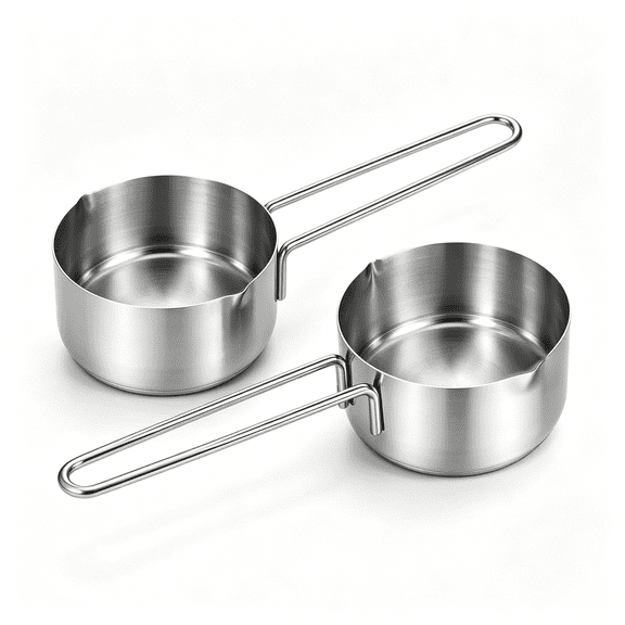 ACDANC 2 Pcs 1/4 Cup Measuring Cup, 60 Ml Stainless Steel Measuring Cups Metal Measure Spoon 2 Oz Coffee Kitchen Measure Cups for Baking and Cooking, Dishwasher Safe