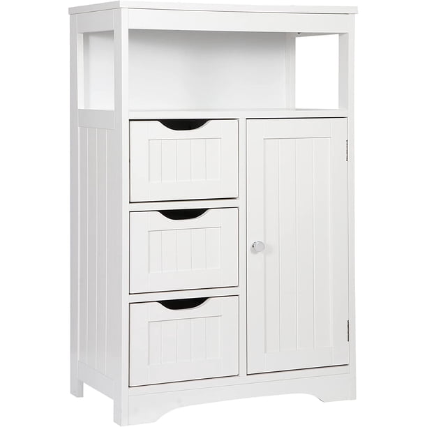 SUPER DEAL Modern Bathroom Floor Storage with 3 Drawers and