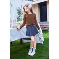 thumbnail image 3 of Arshiner Long Sleeve Shirts for Girls Raglan Sleeves Crewneck Knit Blouse for Kids Casual Blue Cute Loose Tops Kids 12 Years 150 Brown, 3 of 5