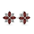 thumbnail image 4 of SZUL Women's 1 Carat TW Garnet and Diamond Flower Earrings in 10K White Gold, 4 of 6