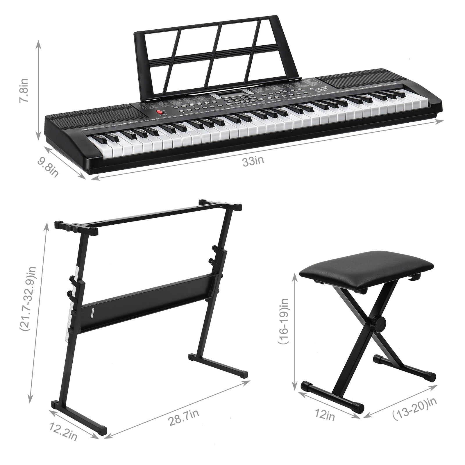 BaytoCare 61 Key Portable Electronic Keyboard Piano, Built-In Speakers,3 Teaching Modes,Ideal for Beginner Adult