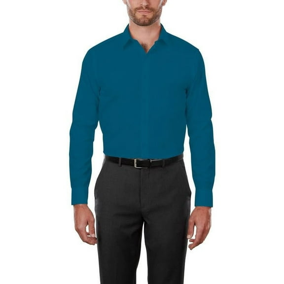 Adam Baker Men's MSH9801 4-Way Stretch Slim Fit Long Sleeve Dress Shirt, Emerald, L