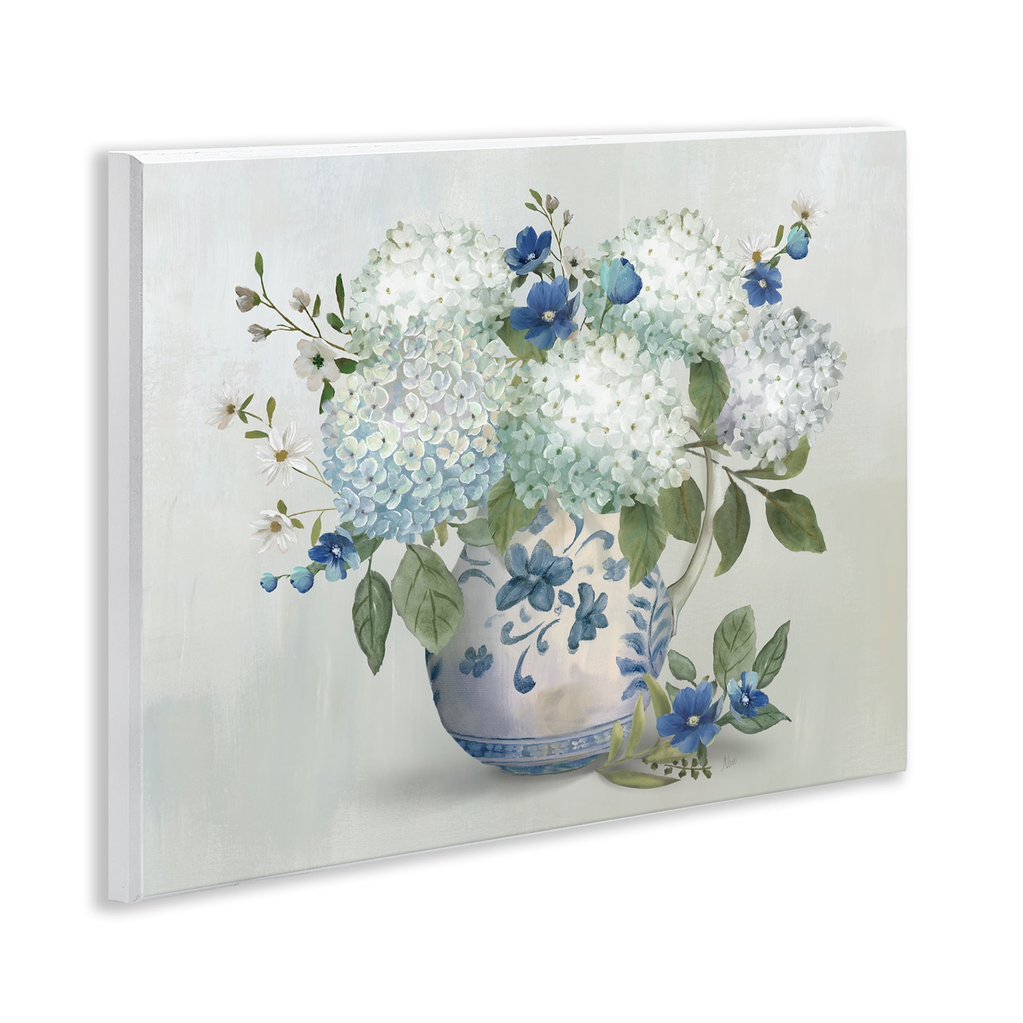 Stupell Industries Ivory & Blue Hydrangea Vase Wall Plaque Art, design by Nan