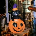 thumbnail image 3 of Costway 5 FT Tall Halloween Inflatable Décor Black Cat Sitting in Pumpkin w/ LED Lights, 3 of 10