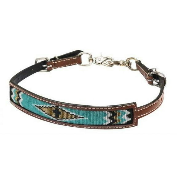 Showman Medium Oil Leather Wither Strap w/Beaded Cross Design