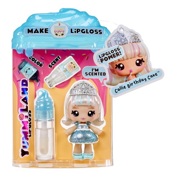 Yummiland Lipgloss Doll- Callie Birthday Cake, Ages 4+