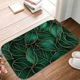 thumbnail image 5 of 1pc Green Leaves with Gold Edges Absorbent Non-Slip Bathroom Thickened Flannel Rug Decor,Soft,Quick Drying,Suitable For Indoor/outdoor Use,Bathrooms,Bedrooms,Kitchens,Terrace,Laundry Rooms,16"x24", 5 of 9