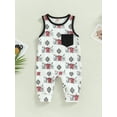 thumbnail image 2 of Bagilaanoe Newborn Baby Girl Boys Jumpsuit Print Sleeveless Bodysuit 3M 6M 9M 12M 18M Infant Ribbed One Piece Romper, 2 of 7