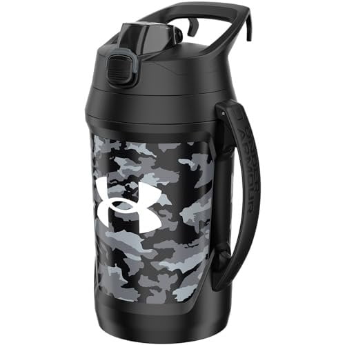 Under Armour Sports Water Jug, 64oz Insulated Water Bottle w/Handle, Half Gallon, Fence Hook, Leak Resistant, Baseball, Football & More