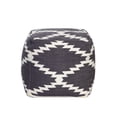 thumbnail image 2 of Benjara Poby Accent Pouf- 19" Square Body- White and Gray Zig Zag Pattern, 2 of 6
