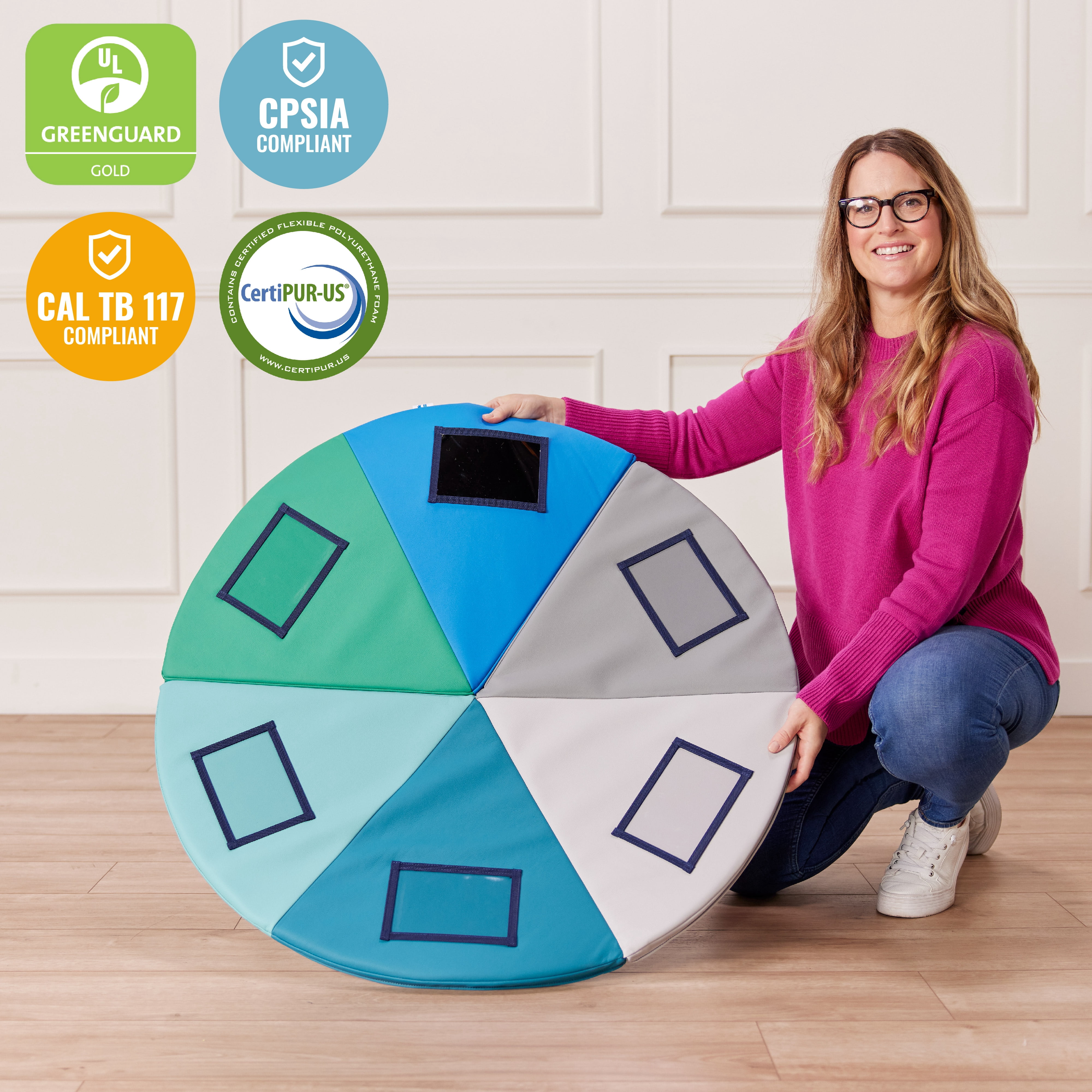 ECR4Kids SoftZone Picture Me Folding Activity Play Mat, Daycare Essentials, Contemporary