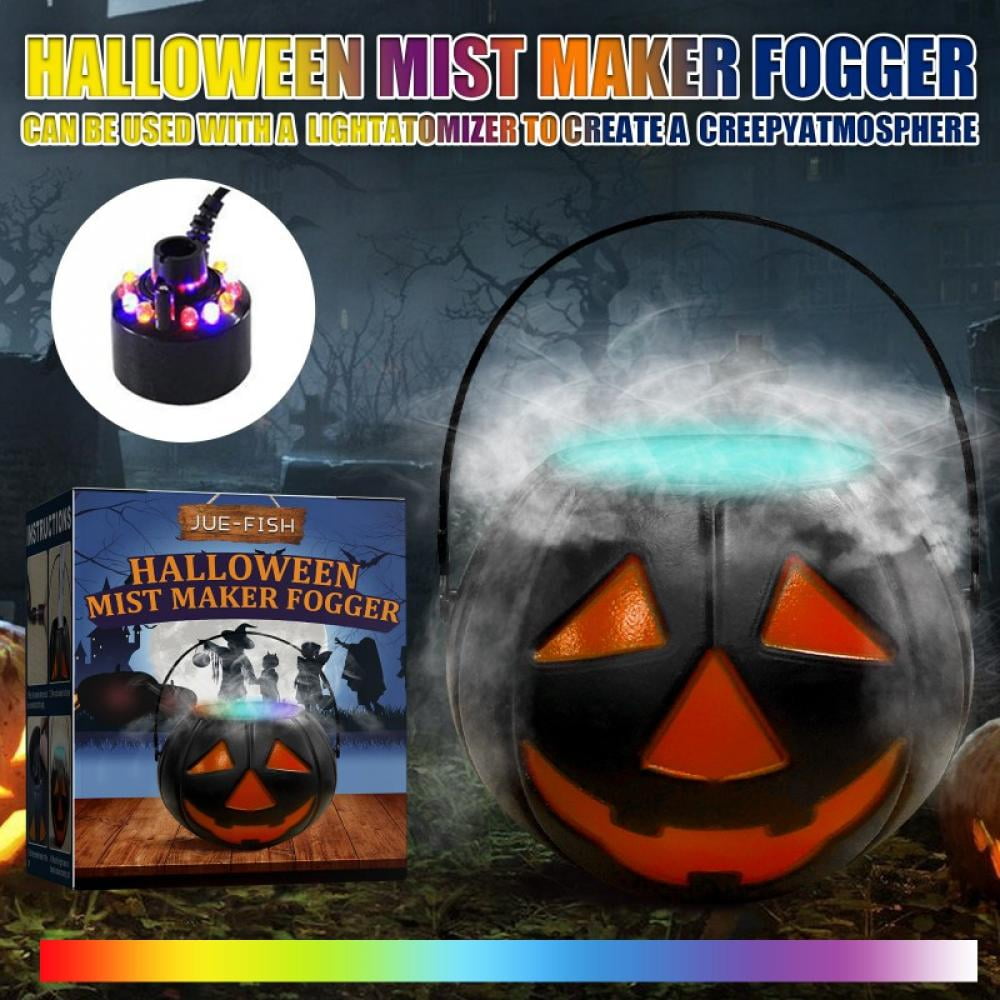 Halloween Mist Maker,Witch Cauldron Fog Smoke Machine with 12 Color