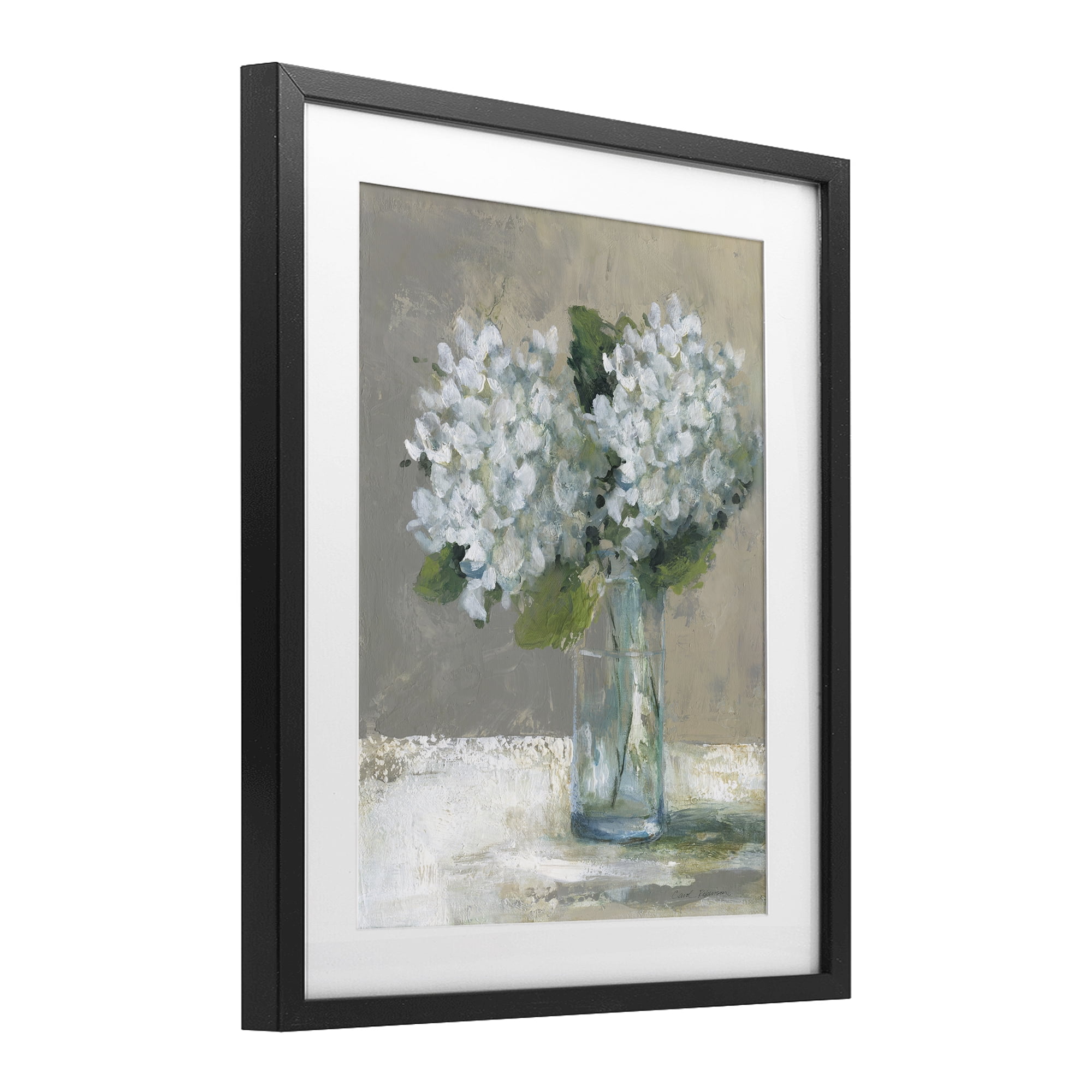 Stupell Industries White Hydrangeas Glass Vase Black Framed Print Under Glass, design by Carol Robinson