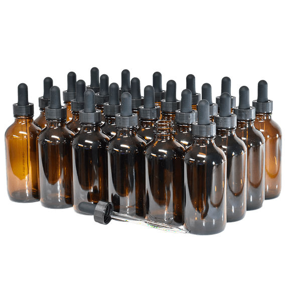 4 oz. Amber Boston Round with Black Graduated Glass Dropper (22/400) (V23) (V20)