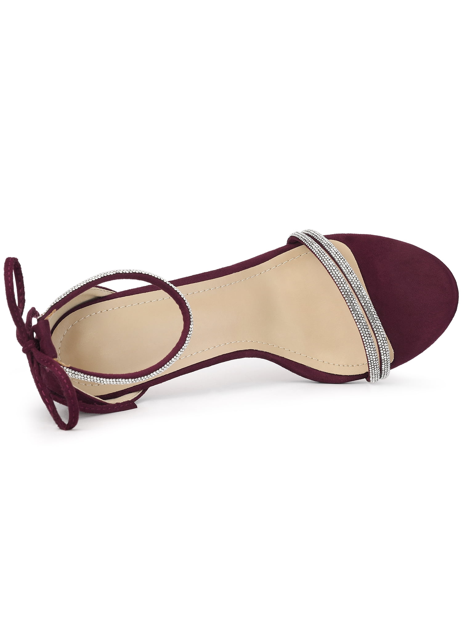 DARING DIVA Women's Ankle-Tie Stiletto Heels Sandals Burgundy 7