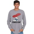 thumbnail image 5 of Smurf Mushroom Chillin' Retro Cartoon Long Sleeve TShirt Men Women Brisco Brands S, 5 of 6