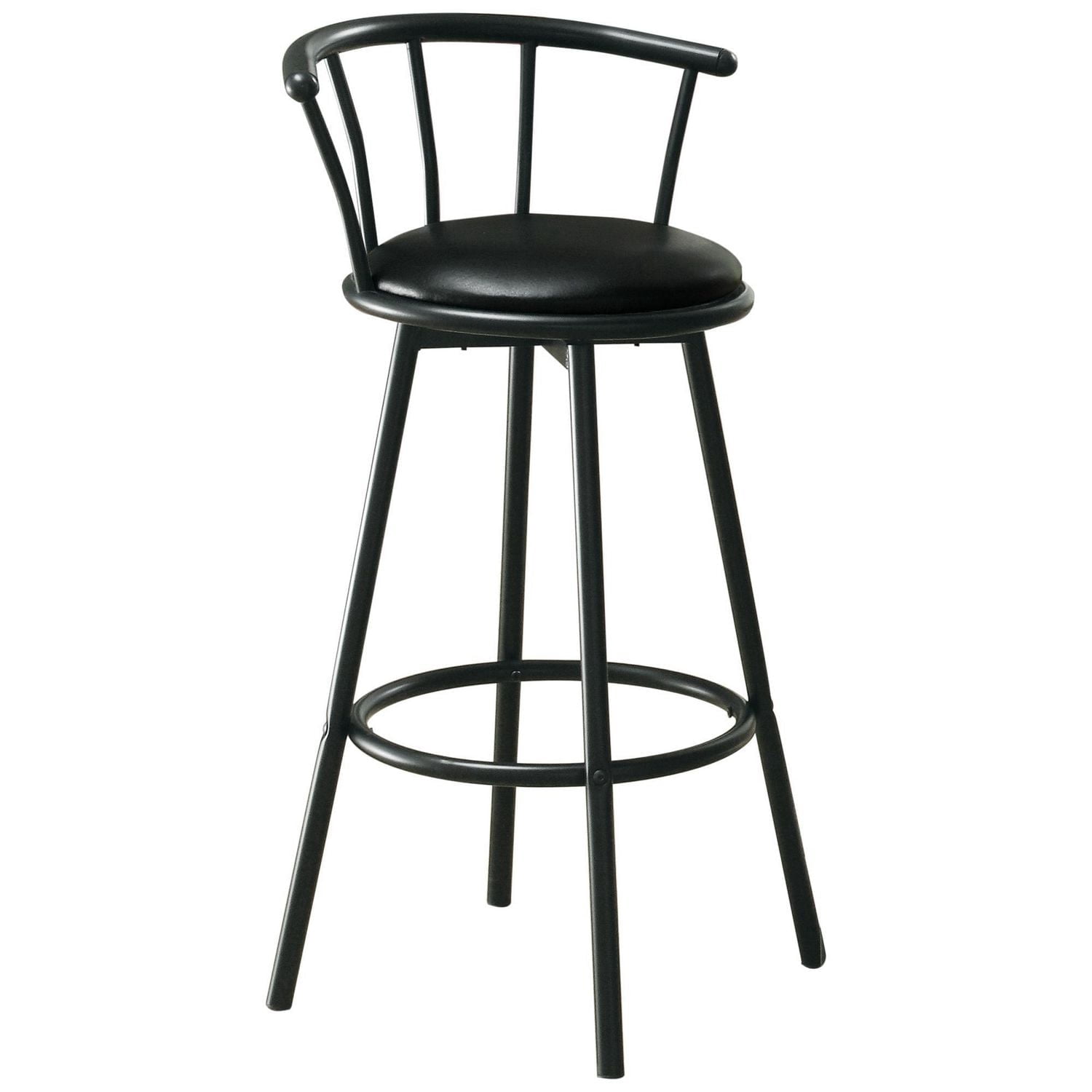Monarch Specialties Bar Stool, Set Of 2, Swivel, Bar Height, Metal, Pu Leather Look, Black, Contemporary, Modern