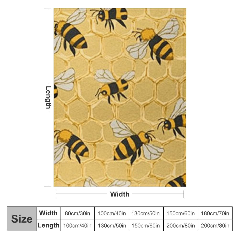 BCIIG Funny Bees Honey Yellow Bumblebee Beehive Throw Blanket Flannel Fleece Autumn Lightweight Soft Fuzzy Cozy Couch Bed Blanket Fall Decor Thanksgiving Gifts Kids Adult  60x80in