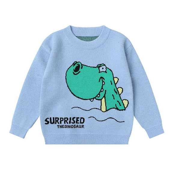 Esaierr Baby Toddler Boys Knit Sweater for Kids Boys Sweater Pullover Long Sleeve Cotton Autumn Winter Warm Cartoon Dinosaur Sweater for 3-6Y