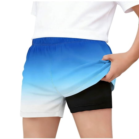 CYRBOKO Boys Swim Trunks Elastic Waist Summer Quick-dry Surfing Beach Shorts Sky Blue Size 7-8 T