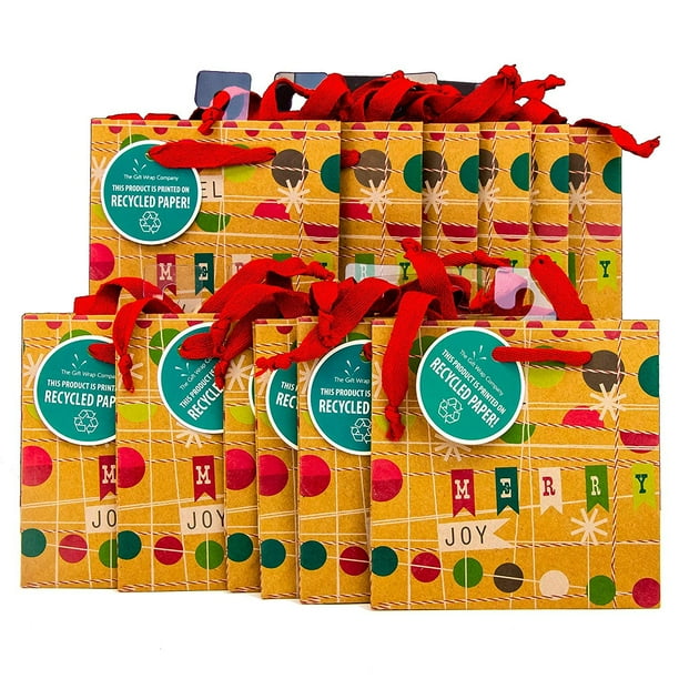 The Gift Wrap Company 12 Count Square Gift Bags, Petite, Christmas Design - Walmart.com ...