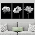 thumbnail image 2 of PixonSign Framed Wall Art Set Poppy and Carnation Still Life Floral Plants Photography Canvas Prints Black & White Modern Art Decor for Living Room, Bedroom, Office - 16"x24"x3 Black, 2 of 5
