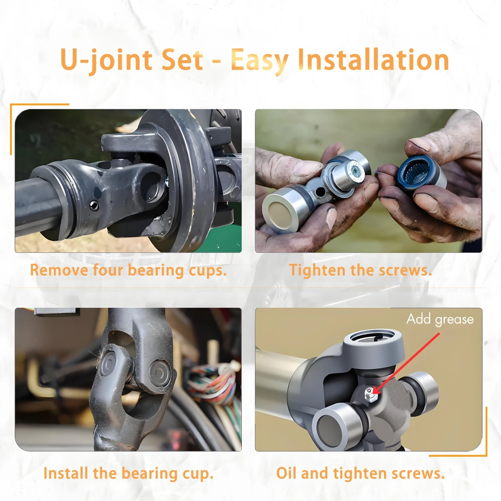 NURATIT 5-460X U-Joint 1310 to 1350 Series Greaseable Universal Joint Kit Outside Snap Ring Style (OSR)