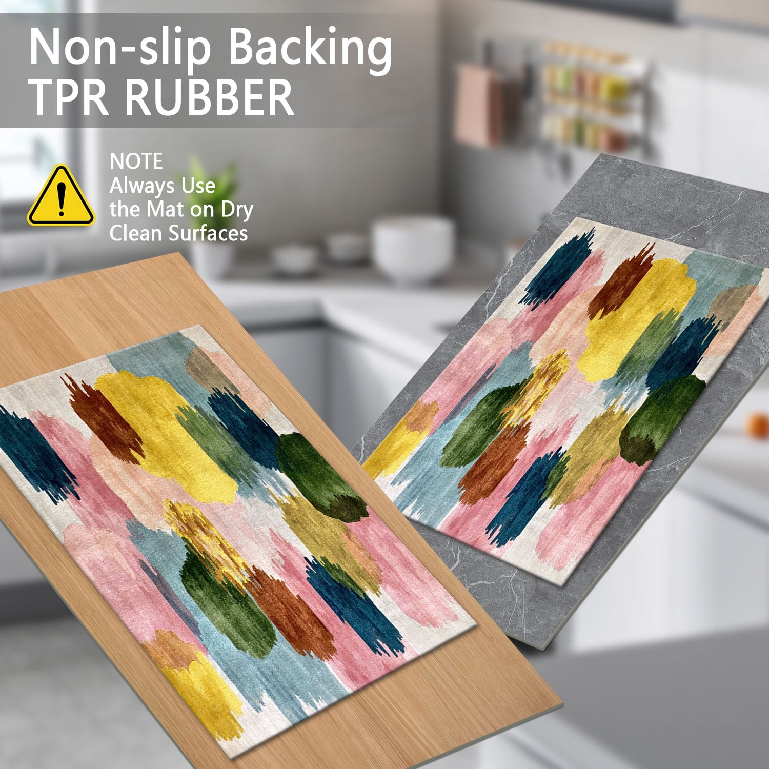 3 Piece Kitchen Rug Set, Non-Slip And Washable, Abstract Pattern Kitchen Hallway Rug, Soft And Comfortable, Suitable For Sinks, Floors, Entrances, Hallways and Bathrooms