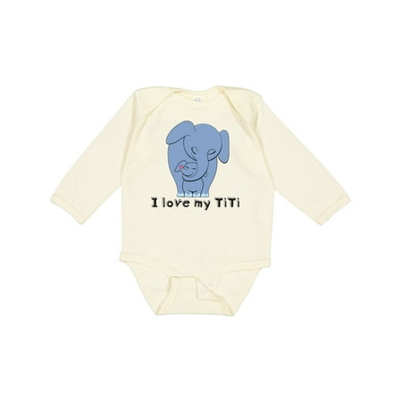 

Inktastic I Love My TiTi Elephant Blue Gift Baby Boy Long Sleeve Bodysuit