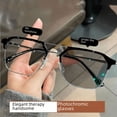 thumbnail image 1 of Gafas de miopía que cambian de color para hombres, tecnología suave, marco medio, anti-luz azul, gafas planas, marco de gafas retro, 1 of 4